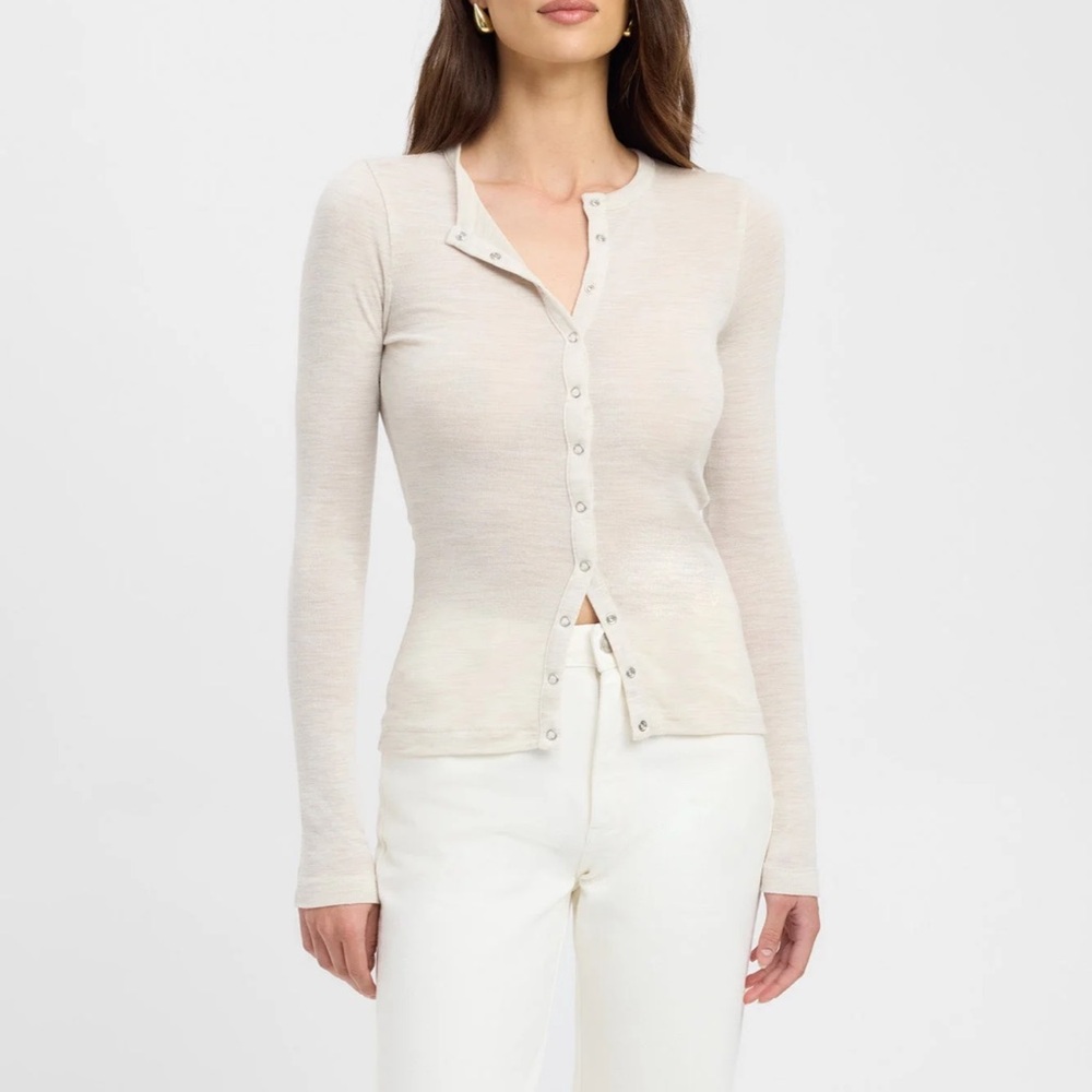 Kookai Cream Long Sleeve MERIBEL WOOL CARDIGAN Small